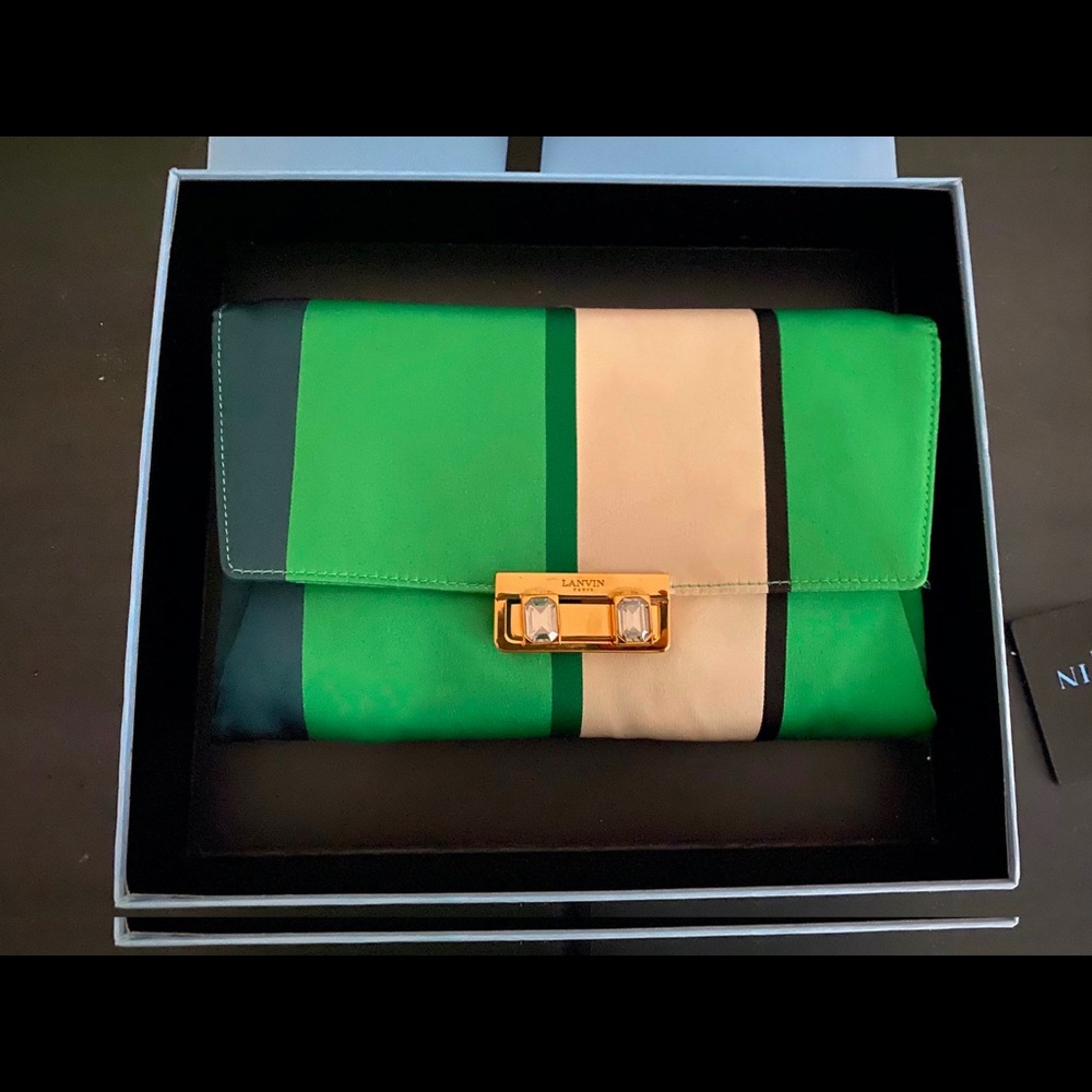 Lanvin Satin Stripe Flap Clutch